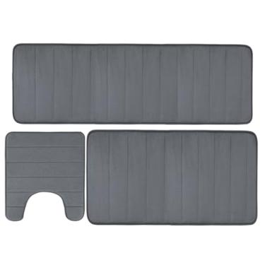 Imagem de Kit Tapete Banheiro Antiderrapante Premium Macio Secagem Rápida Decoração Box (Cinza-escuro)