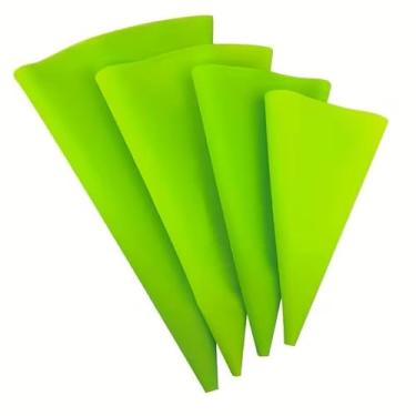 Imagem de Pacote com 4 sacos de confeitar de silicone, sacos de confeitar reutilizáveis de 25/12/40.6 cm para decoração de bolos, acessórios de panificação para biscoitos e cremes, verde
