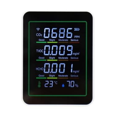 Imagem de Snsowed Monitor de Ar 5 Em 1, Medidor de CO2 para Smart, Detector HCHO TVOC Com Display LCD, Sensor Infravermelho, Testador Temperatura e Umidade, WiFi Interno (MT11NW branco, sensor infravermelho