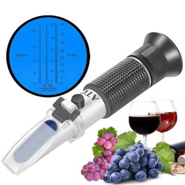 Imagem de Refratômetro de vinho 3 em 1, refratômetro 0-25%, álcool 0-40%, brix 0-25 ° baume', testador de concentração, medidor com atc para fabricação de vinho