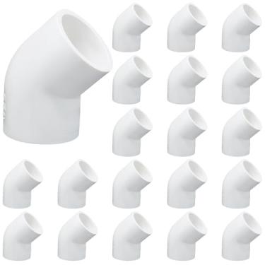 Imagem de Murtenze Pacote com 20 encaixes de tubulação de cotovelo de PVC de 45 graus, encaixe de conector de tubo de grau de móveis bidirecional, adaptador de canto DIY para casa, jardim, encanamento, piscina