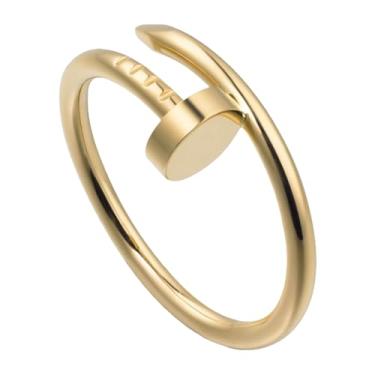 Imagem de Necirhuk Anel masculino Love Stacking, joia moderna de latão banhado a ouro 18 quilates, casamento, aniversário, presente de casamento, presente de casamento, dia dos namorados, melhor presente para