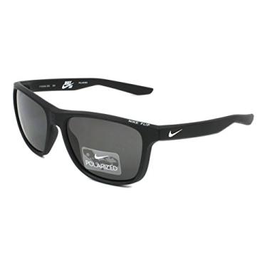 Imagem de Óculos de Sol Masculino Nike Flip Polarized Rectangulares, Preto Fosco/Prata, 53 mm