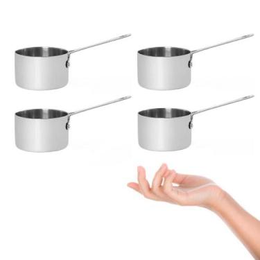 Imagem de Panela Mini 250ml Cabo Inox Entrada Molho Couvert Buffet 4un - GOURMET