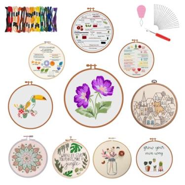 Imagem de BUZZCRAFT Mega kit de bordado para iniciantes, aprenda mais de 25 pontos, 10 designs práticos, muito fio de bordado, livreto de instruções, kit de bordado faça você mesmo