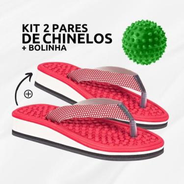 Imagem de Kit 2 Pares Chinelo Ortopedico + Bolinha Massageadora - Deidara, Verme