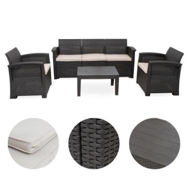 Imagem de Conjunto de Sofá Jardim Rattan 5 Lugares SyberFlex Confort com Mesa e 