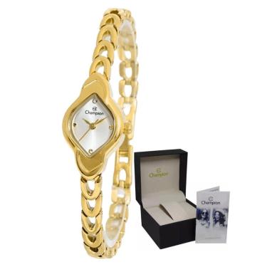 Imagem de Relógio Dourado Champion Mulher Delicado Original de Pulso-Feminino