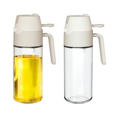 Imagem de HTBSTHOO Dispensador e pulverizador de azeite de oliva de vidro 2 em 1, 524.5 g/550 ml, garrafa de óleo à prova de vazamento, para cozinhar na cozinha, fritadeira a ar, churrasco, assar, salada, 2