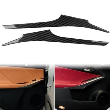 Imagem de Decalque de tiras laterais para maçaneta de porta, 2 peças, adesivo interior premium, fibra de carbono macia de qualidade de carro, compatível com Lexus IS250 2014 2015/IS200t 2016 2017/IS300 2016