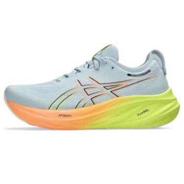 Imagem de ASICS Tênis de corrida feminino Gel-Nimbus 26 Paris, Cinza claro/amarelo seguro, 42