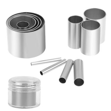 Imagem de 12 peças de cortadores de argila circular, conjunto de cortadores de argila redondos, cortadores de molde de anel de cozimento de pontilhamento de cerâmica cortador de ferramentas de perfuração de aço