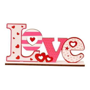 Imagem de Bothyi Centro de Mesa de Madeira para O Dia Dos Namorados, Presente, Bandeja de Vários Andares para Decoração de Lareira, Casamento, Mesa de Jantar, Estilo F, Amor