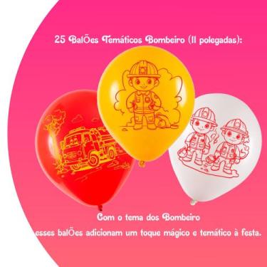 Imagem de Bexigas Balão Festa Bombeiro Decoração aniversário 25/200 - happy Day 
