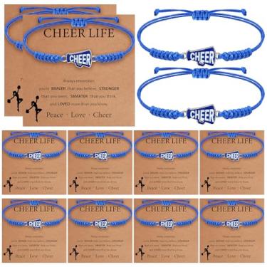 Imagem de Hinly 12 pulseiras ajustáveis para líderes de torcida com cartão inspirador e sacos de torcida, presente de líder de torcida em massa para mulheres, presente de equipe de torcida, lembrancinha de
