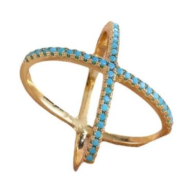 Imagem de Conjunto De Anéis De Zircônia Turquesa Para Mulheres E Homens, Design 