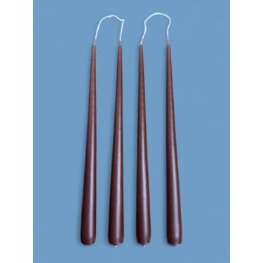 Imagem de Kit 4 Velas Cônicas Decorativas Cor Marrom 100% Parafina Duração 8h