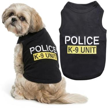 Imagem de Parisian Pet Camiseta unissex para cães com bordado "Police k-9 Unit" - 100% algodão, fantasia de cachorro - colete respirável para cães de polícia - Lavável na máquina para cães de tamanho médio, M
