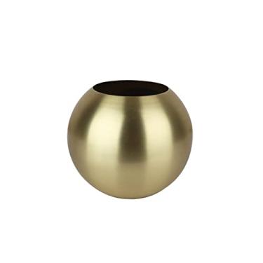 Imagem de U5GAAALPPQ9 Vaso decorativo Vaso de flor de metal inquebrável decoração de sala de estar vaso de flores polido dourado artesanato vaso de aço inoxidável decoração nórdica vaso de flores para casa (cor