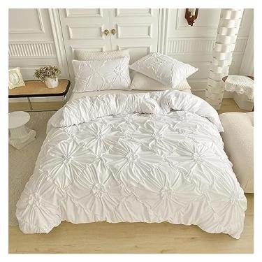 Imagem de Conjunto de capa de edredom plissada dimensional, tamanho Queen, cor sólida, capa de edredom e fronhas, (uma cor tamanho solteiro EUA 2 peças)