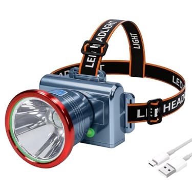 Imagem de USB recarregável de alta potência de luz LED frontal com função impermeável e bateria de longa duração, perfeito para caminhada, acampamento, pesca, aventura ao ar livre