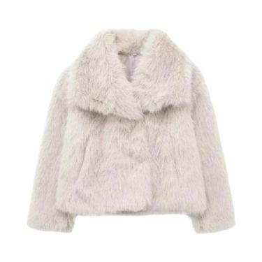 Imagem de Jaqueta Feminina Oversized De Pele Sintética, Casaco Grosso De Inverno