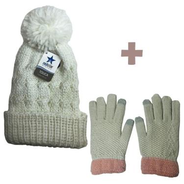 Imagem de Luva Frio Tricot Touch Screen E Touca Pompom Inverno