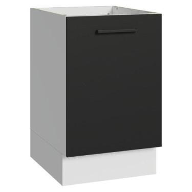 Imagem de Balcão de Cozinha 50cm 1 Porta (Sem Tampo) Branco/Preto Agata Madesa, 