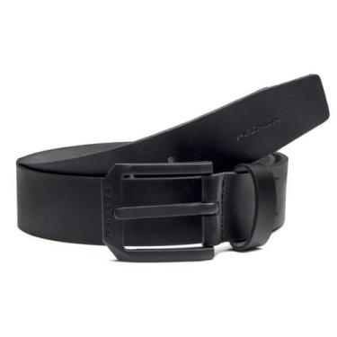 Imagem de Cinto em Couro Natural Masculino Pegada com Fivela Preta, Preto, 90