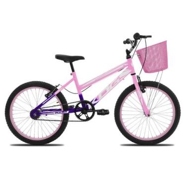 Imagem de Bicicleta Infantil KOG Feminina Aro 20 Colorida com Cestinha, Violeta 