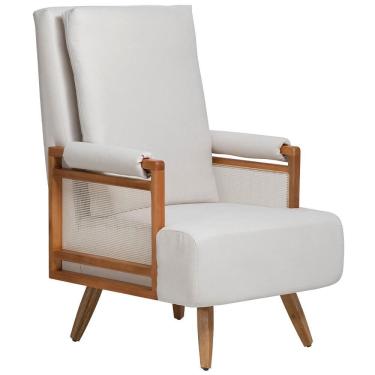 Imagem de Poltrona De Amamentação Fixa Pés Manu Líria D02 Linho Off White B-410 - Lyam Decor