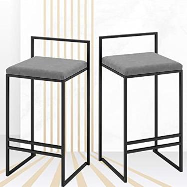 Imagem de KIDYBO Bancos de bar Cadeiras de bar de 66 cm de altura, com encosto e apoio para os pés de metal, cadeira de jantar de café da manhã de cozinha, bancos de bar domésticos, para ambientes internos e