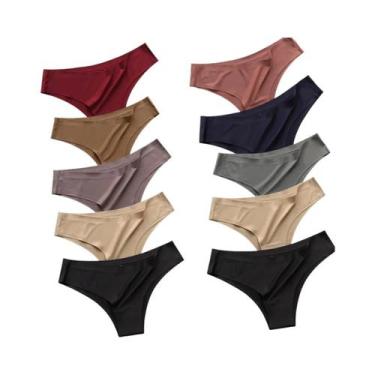 Imagem de Conjunto De 10 Calcinhas Ultrafinas De Cintura Baixa Para Mulheres, Li