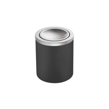 Imagem de Lixeira Tramontina Útil Basculante em Aço Inox com Acabamento Scotch Brite e Corpo em Polipropileno Preto 5 L