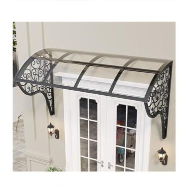 Imagem de Toldo de porta de liga de alumínio, dossel externo à prova de chuva com vidro temperado, abrigo saliente de pátio para entradas e varandas (150 x 45 x 50 cm), capa de proteção durável