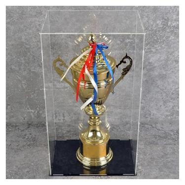 Imagem de Caixa organizadora de acrílico transparente para troféus e modelos, estojo organizador à prova de poeira de 30,5 x 30,5 cm para uso doméstico e comercial, recipiente de cubo perfeito para exibir itens