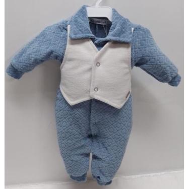 Imagem de Macacão Longo Plush Finta Colete Bebê Menino Zafielo 705, Azul, G ( 9 