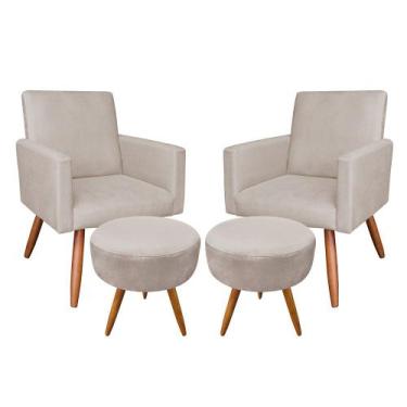 Imagem de Kit 02 poltronas com 02 puffs larissa su - DRossi