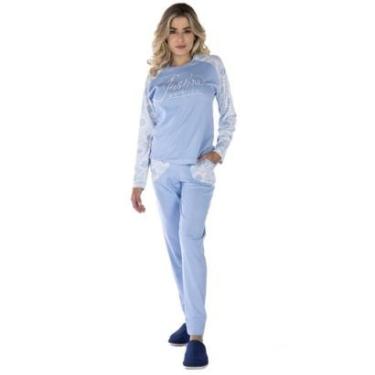Imagem de Conjunto De Frio Pijama Feminino Victory Tecido Canelado Quentinho Estampado-Feminino
