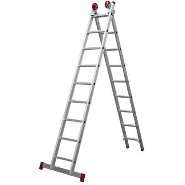 Imagem de Escada Extensiva de Alumínio 9 x 2 Degraus 2,68 x 4,44 Metros EVALD