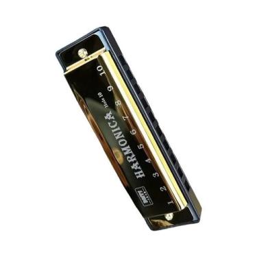 Imagem de Gaita Cromática De Metal De Dez Furos Para Iniciantes Com Estojo Prote