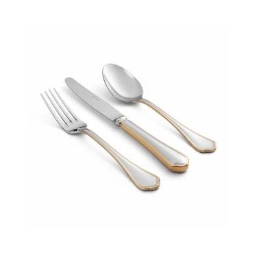 Imagem de Faqueiro Aço Inox Saint James Florence Gold 130 Peças com Banho de Ouro para Criar Experiências de Luxo e Requinte à Mesa