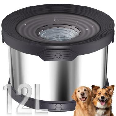 Imagem de Taça de água para cães UPSKY No Spill 12L em aço inoxidável preta