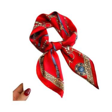 Imagem de Lenço Hijab Quadrado De Seda Com Estampa De Leopardo Para Mulheres, Es