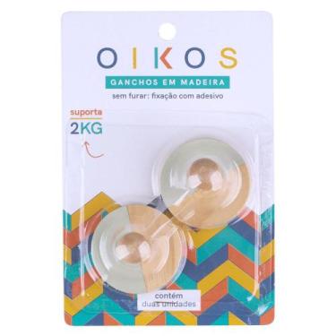 Imagem de KIT DE 2 GANCHOs DE MADEIRA COM ADESIVO - OIKOS, UNICA