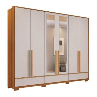 Imagem de Guarda-Roupa em MDF Notável com Espelho 6 Porta 3 Gavetas Frejó Trend/Off White TX - NT6035E