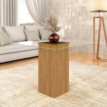 Imagem de Mesa De Jantar Tampo Vidro 6mm Quadrado 80x80 Pristina Cinamomo - M.a