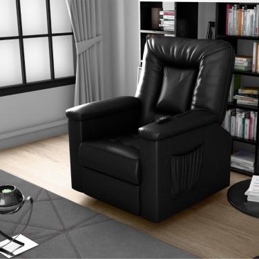Imagem de Poltrona Elétrica Reclinável Jerry Couro Sintético Preto Mais de Casa