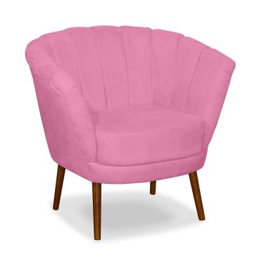 Imagem de Poltrona Pétala Flor Decorativa Suede Rosê Sonho Das Poltronas