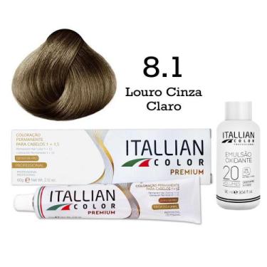Imagem de Coloração 8.1 Louro Claro Cinza + Oxi 20 Vol  Itallian Color - Itallia